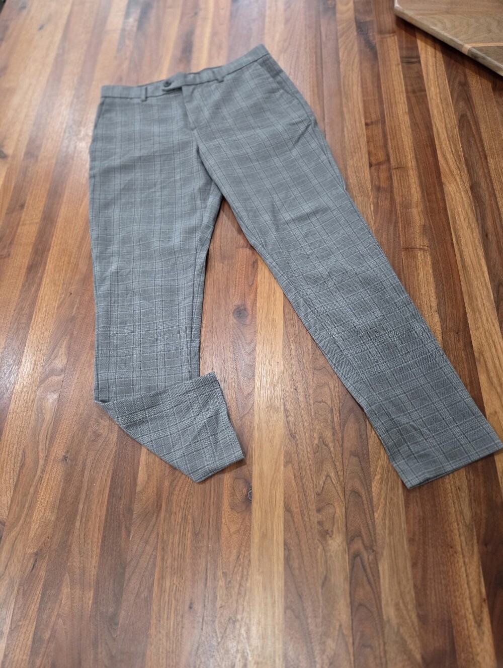 Banana Republic Grayson Slim Tapered Gray Plaid Dress Pants Size 30 X 32